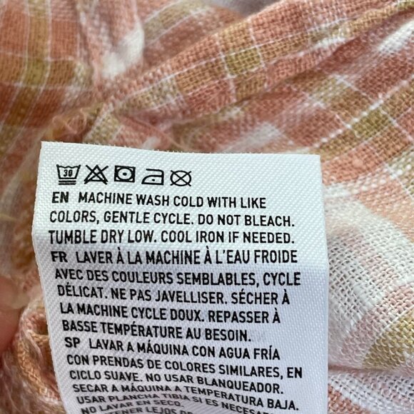 NWOT American Eagle Oversized Linen-Blend Plaid Button Down Shirt Roll Tab XS-1X - Picture 16 of 16